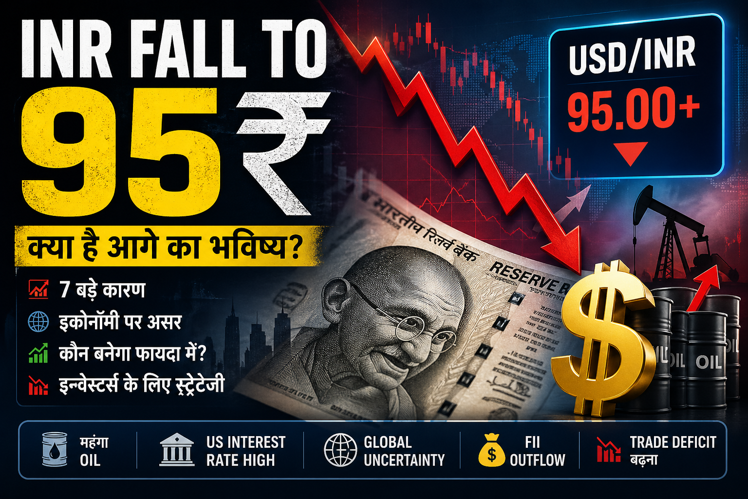 INR Fall to 95 impact on Indian economy