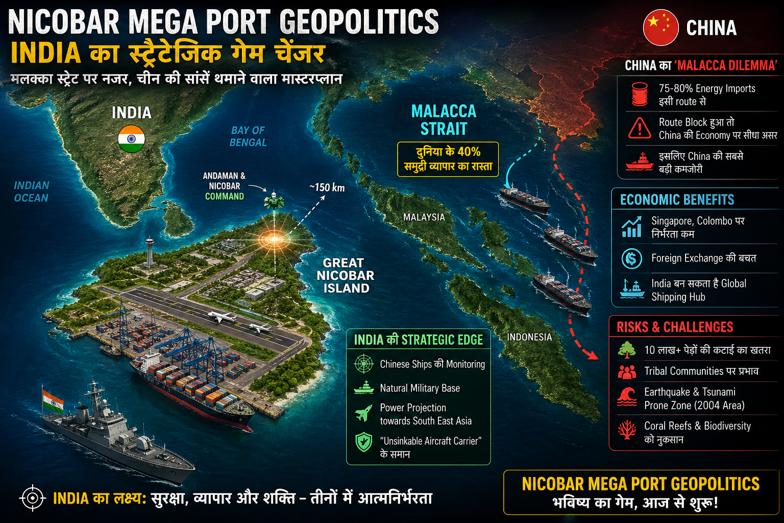 Nicobar Mega Port Geopolitics India Malacca Strait Map